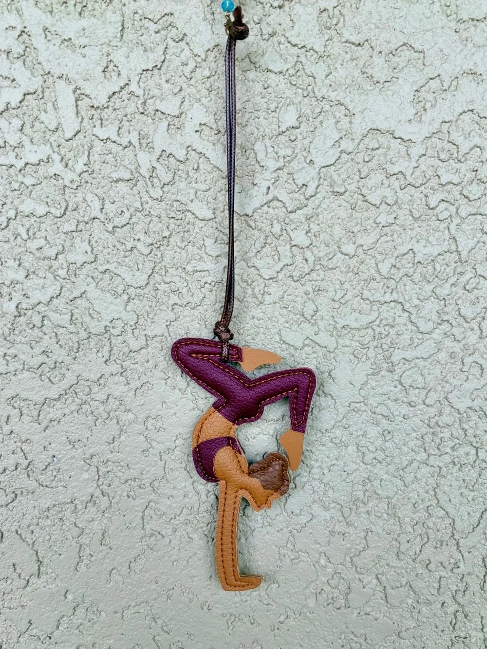 Vegan Leather Acrobat/Yoga Bag Charm in Plum and Tan
